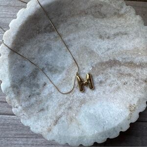 Hailey Bubble Letter Initial M Gold Necklace